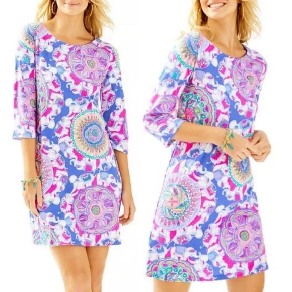 lilly pulitzer pink elephant dress Girl's XL 12 13 14 Lilly Pulitzer Mandevilla Dress pink elephants bamboo Easter